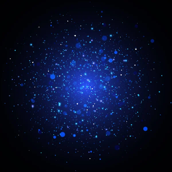 Blauer Glitzereffekt. abstrakte Vektorexplosion. Glitzernder Sternenstaub — Stockvektor