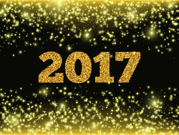 Happy New Year 2017. Gold glitter stardust background. Vector illustration. — Stock Vector