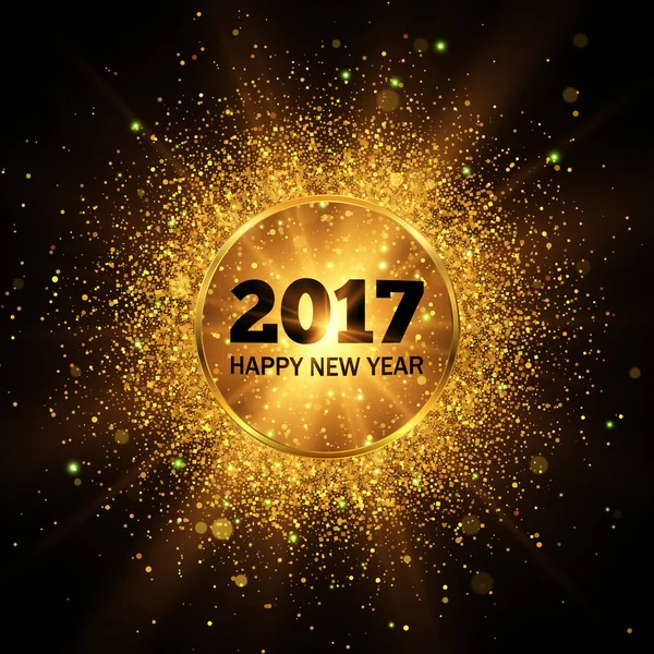 Happy New Year 2017. Gold glitter background. Vector Illustration — Stock Vector