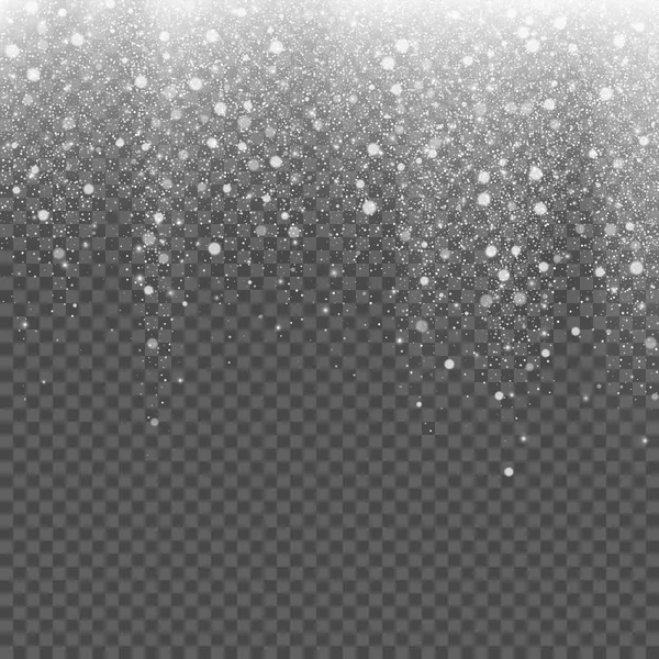 Falling snow on a transparent background. Vector illustration — Stock Vector