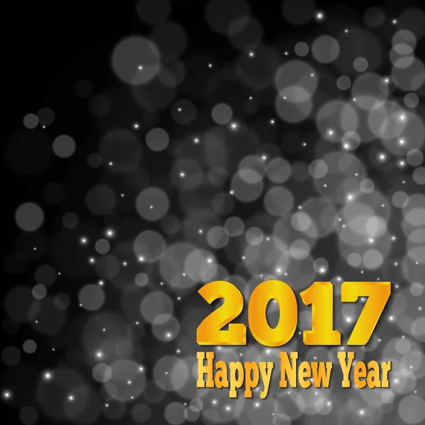 Happy New Year Banner. Abstract black and white bokeh background. Vector illustration — Stock Vector