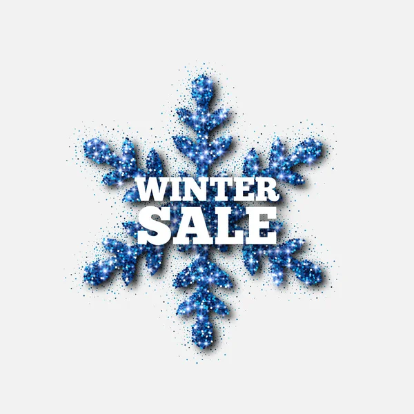 Winter verkoop Banner. Blauwe Glitter sneeuwvlok. Vectorillustratie — Stockvector