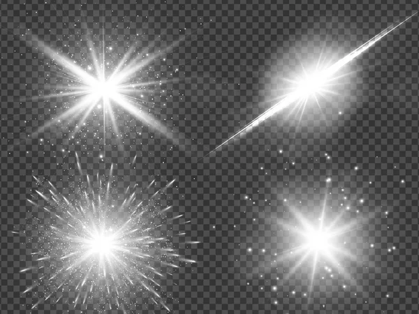 Transparent solljus linsen flare ljuseffekt. Star burst med gnistrar. Vektorillustration — Stock vektor