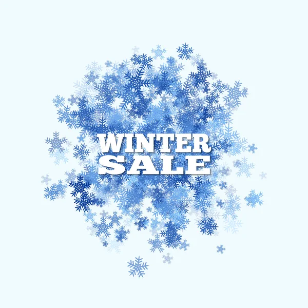 Winter verkoop banner met blauwe sneeuwvlokken. Vectorillustratie — Stockvector