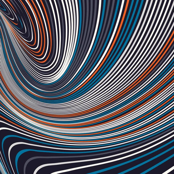 Fond abstrait avec des rayures tourbillonnées. Illustration vectorielle avec ondes — Image vectorielle