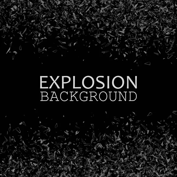 Explosión negra. Fragmentos cayendo sobre fondo negro. Ilustración abstracta del vector — Vector de stock