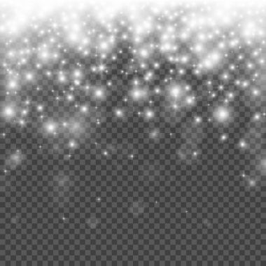 Glitter pırıltı. Stardust Saydamlık efektini. Falling Stars. Vektör çizim