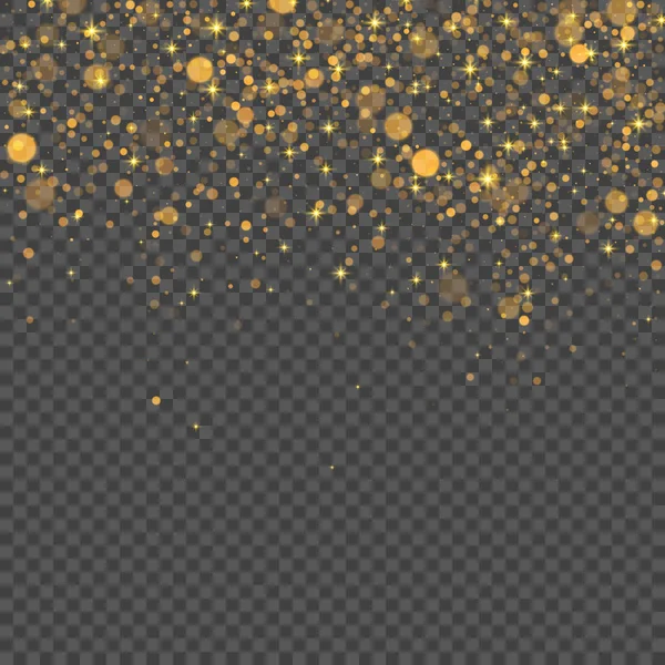 Gouden abstracte bokeh achtergrond. Vector transparante lichteffect. — Stockvector
