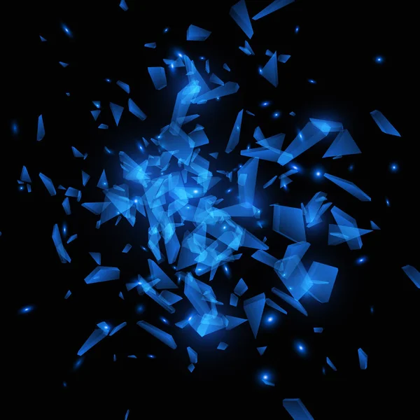 Синий векторный взрыв. Разбитое стекло. Абстрактный фон — стоковый вектор