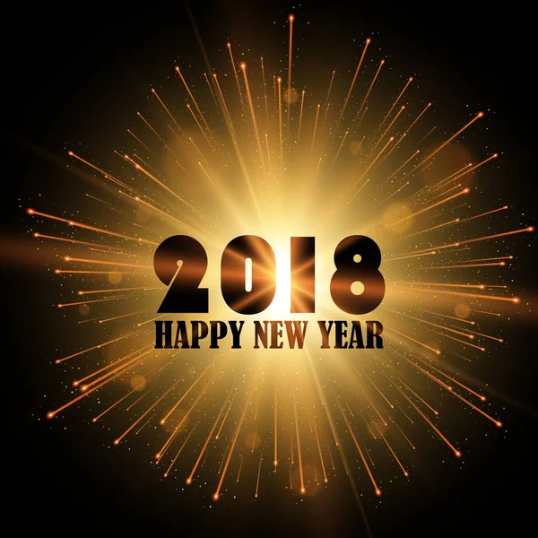 Yeni yıl 2018. Altın glitter arka plan. Yıldız patlaması ile parıldıyor. Vektör çizim.