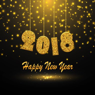 2018 mutlu yeni yıl arka plan. Altın glitter numaraları. Vektör çizim