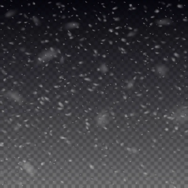 Texture de neige tombante. Fond d'hiver. Effet vectoriel transparent — Image vectorielle