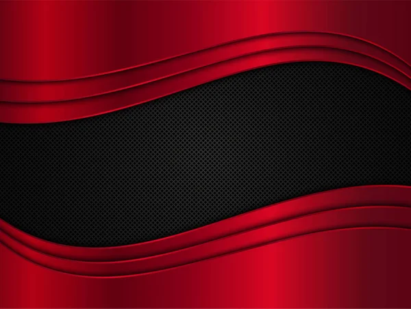 Красный и черный металлический фон. Фоном с волнами. Абстрактная векторная иллюстрация — стоковый вектор