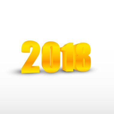 2018 New Year. Holiday vector illustration with golden 2018 3D numbers