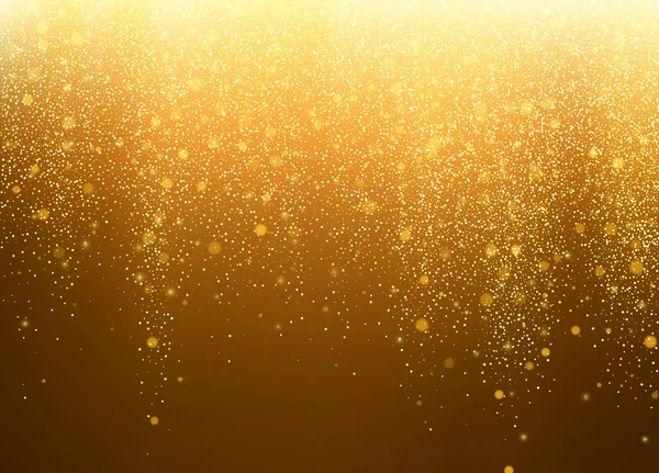 Fondo de oro brillo stardust. Estrellas que caen abstractas. Ilustración vectorial . — Vector de stock