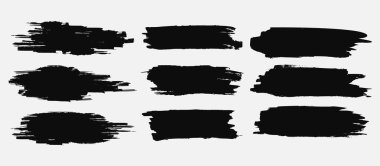 Vektör fırça konturu koleksiyonu. Siyah suluboya Grunge doku