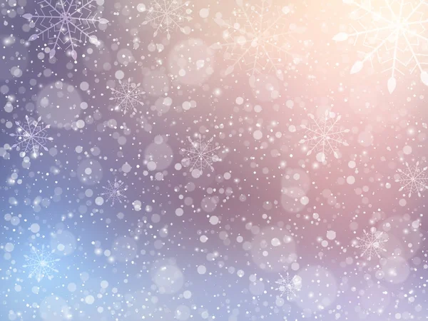 Fondo de Navidad con copos de nieve. Ilustración vectorial invierno — Vector de stock