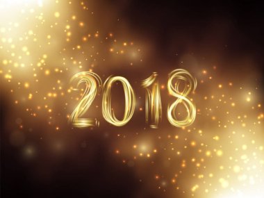 Mutlu yeni yıl 2018. Altın glitter stardust arka plan. Vektör çizim