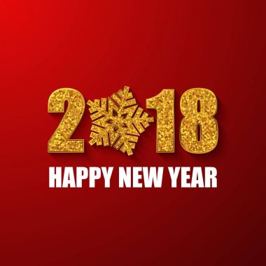 2018 yeni yılınız kutlu olsun afiş. Altın glitter numaraları. Vektör arka plan.