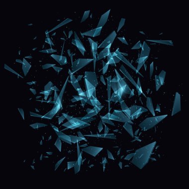 Kırık cam parçaları. Soyut patlama. Vektör illüstrasyonu