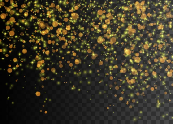 ゴールドのキラキラ ライトの背景。透明な光の効果。抽象的なベクトル図 — ストックベクタ