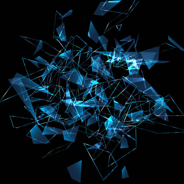 Shards of broken glass. Abstract explosion. Vector illustration