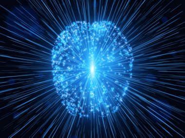 İnsan beyni. Soyut teknolojik altyapı. Vektör çizim