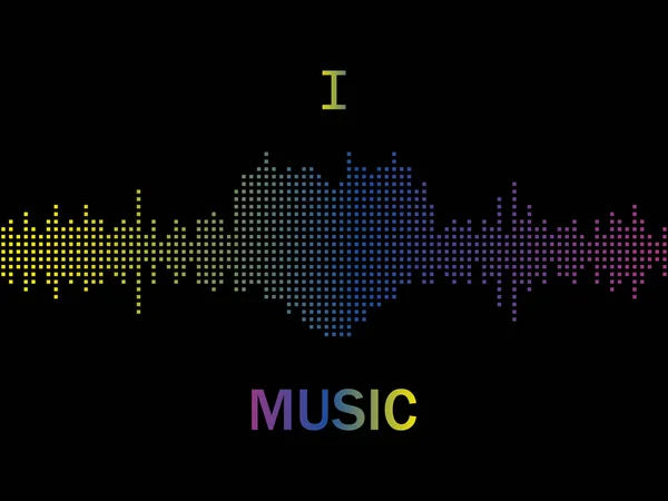 Ik hou van muziek. Geluidsgolf. Muziek equalizer. Abstract vectorillustratie — Stockvector