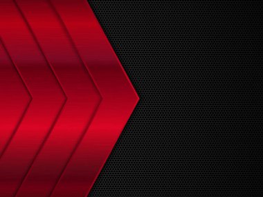 Metal arka plan siyah ve kırmızı. Vektör metalik afiş. Soyut teknolojik altyapı