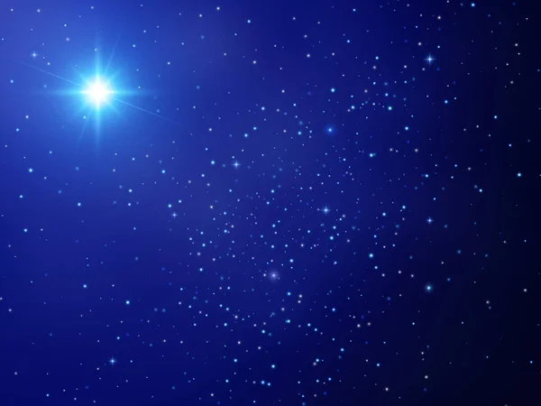 Noel yıldızı. Parlayan yıldızlı gece gökyüzü. Vektör arkaplanı
