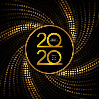 Mutlu 2020 Yeni Yıl Altın Sancakları. Vektör şablonu tasarımı