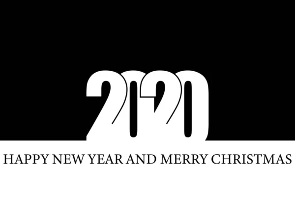 Bonne année 2020 logo texte design. Illustration vectorielle noir et blanc — Image vectorielle