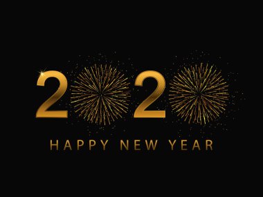 Mutlu 2020 Yeni Yıl Altın Sancakları. Vektör şablonu tasarımı