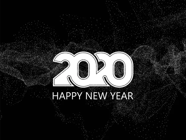 Gelukkig Nieuwjaar 2020 logo tekst ontwerp. Abstracte vectorachtergrond — Stockvector