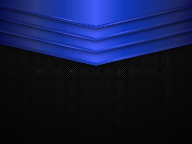 Siyah ve mavi metal desenli arka plan. Vektör metalik pankart. Soyut teknoloji arkaplanı