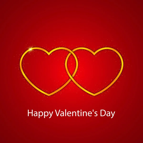 Valentines day design. Two golden hearts symbol, sign. Vector background — 스톡 벡터