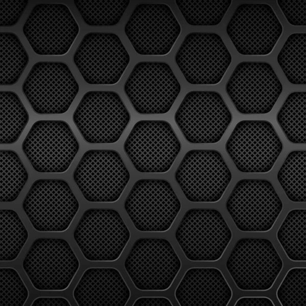 Black metal texture background. Honeycomb pattern. Vector design — 스톡 벡터