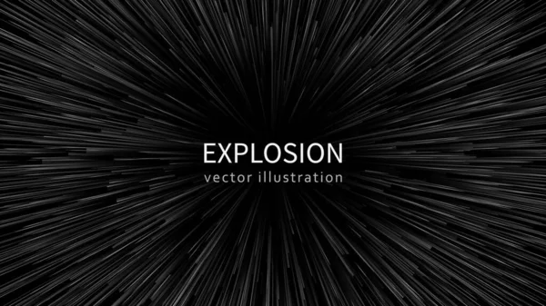 Efeito explosivo abstrato. Ilustração vetorial em preto e branco — Vetor de Stock