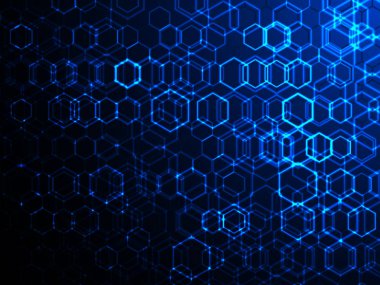 Altıgenli teknoloji konsepti. Soyut vektör illüstrasyonu.