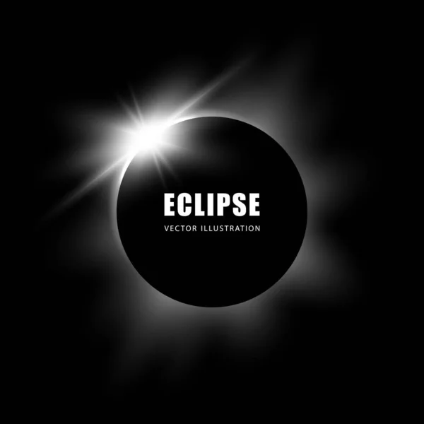 Eclipse solar. Fundo preto e branco. Projeto vetorial — Vetor de Stock