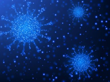 Coronavirus salgını, covid-19, hücresel bir ortamda dolaşan virüs. Vektör illüstrasyonu EPS10