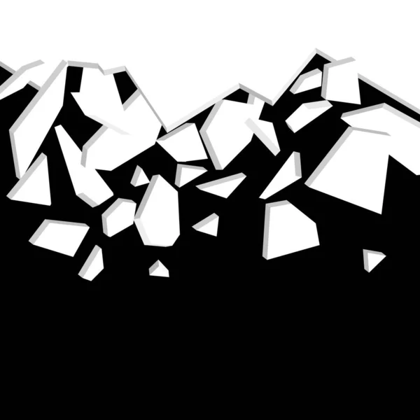 Wall Explosion Fragment Abstract Explosion Black White Vector Illustration Eps10 — Stock Vector