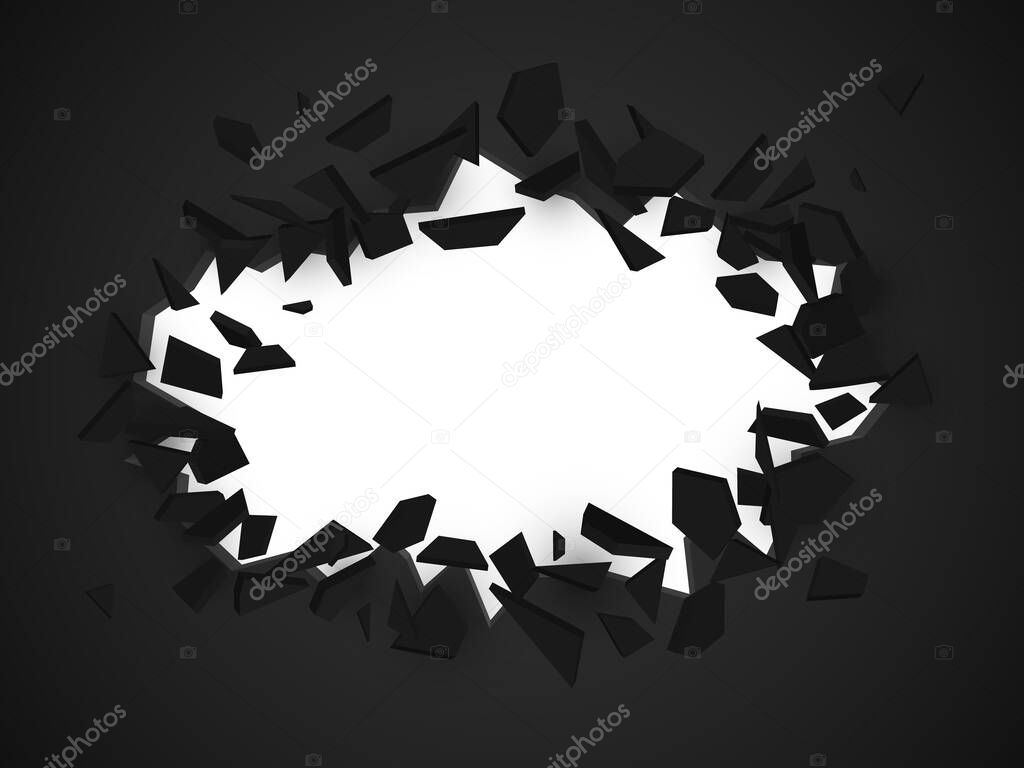 Broken wall with space for text. Abstract vector explosion EPS10