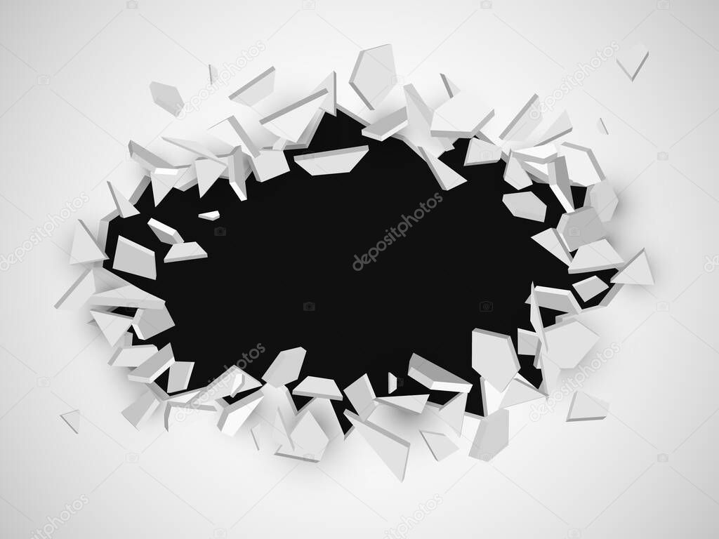 Broken wall with space for text. Abstract vector explosion EPS10