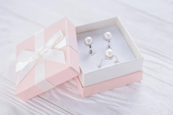 Pearl earrings in the gift box