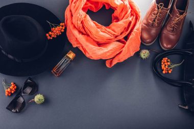 Sonbahar kadın kıyafeti. Giysi, Ayakkabı ve aksesuar seti