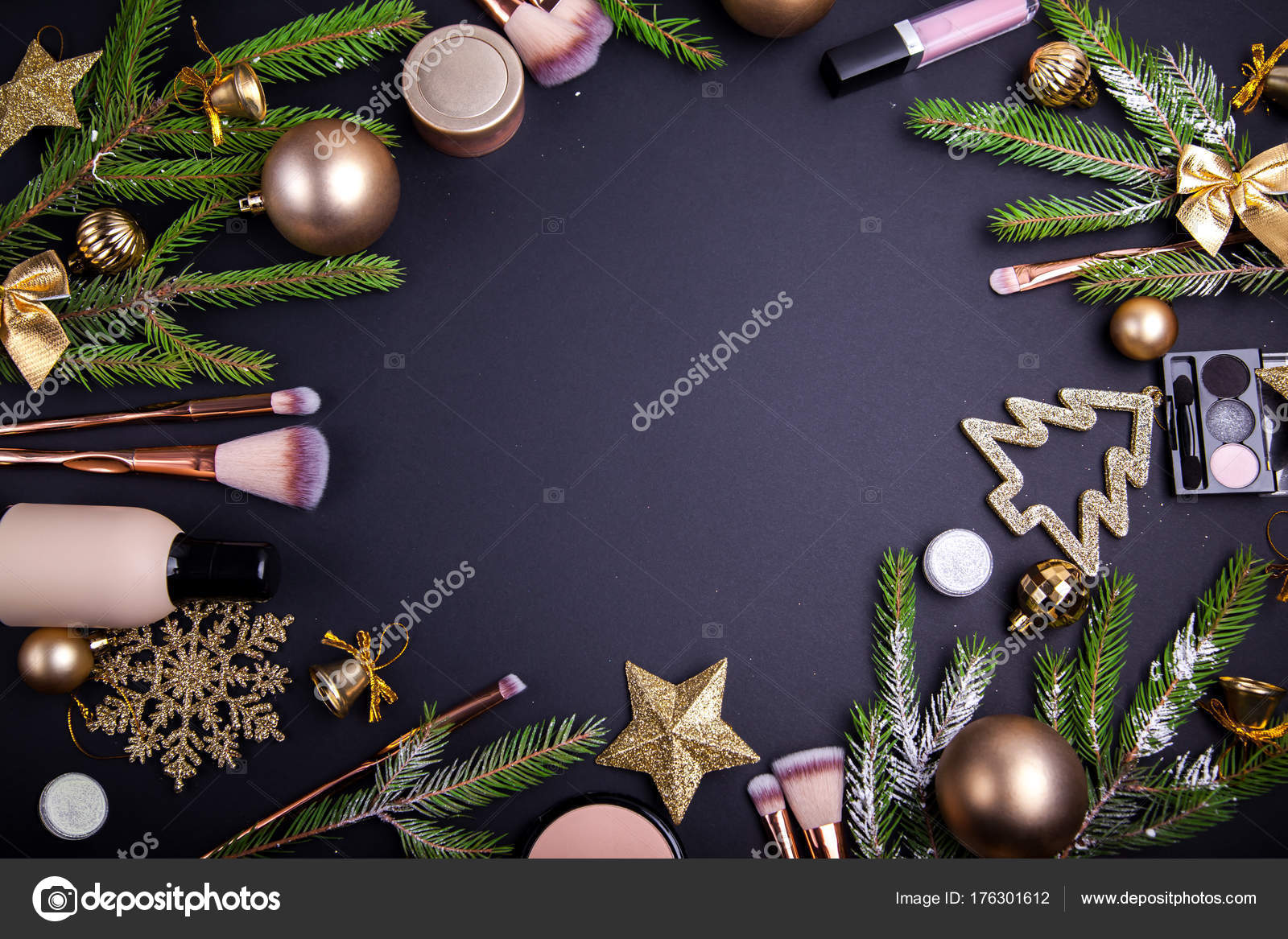 christmas sale of cosmetics and brushes set of cosmetics and tools with christmas decoration on black background photo by maryviolet - Christmas Centerpieces For Sale christmas sale of cosmetics and brushes set of cosmetics and tools with christmas decoration on black background photo by maryviolet - Christmas Centerpieces For Sale