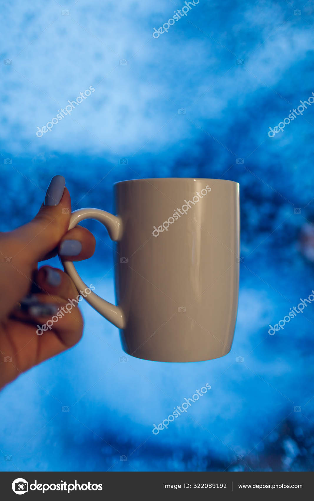 Download Winter Drinks Cup Of Tea Or Coffee In Front Of Snowy Window In Evening Woman Having Beverage Feeling Cozy At Home Stock Photo Image By C Maryviolet 322089192