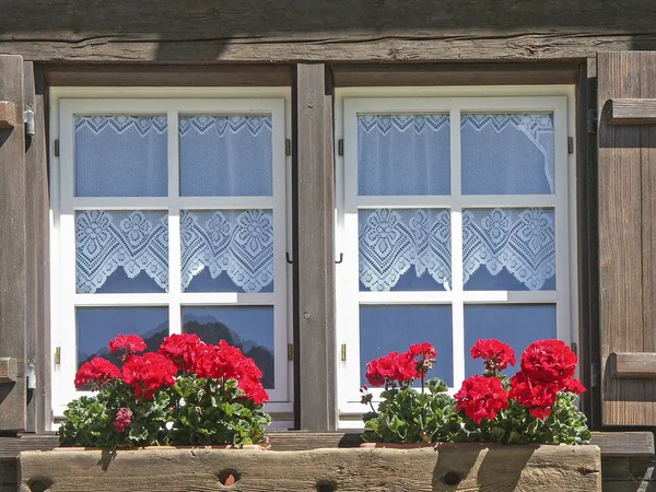 Window decoration in valley Formazza — Stock Photo, Image