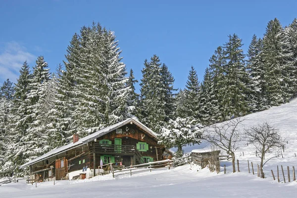 在冬天的 Probstbauern 小屋 — 图库照片